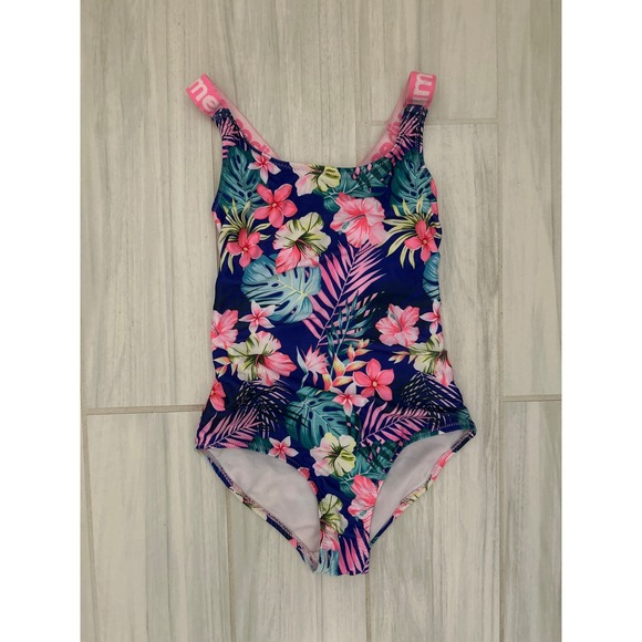 Other - Girls Tropical Floral One Piece Swimsuit Summer Vibes Pink Crossback Navy Pink